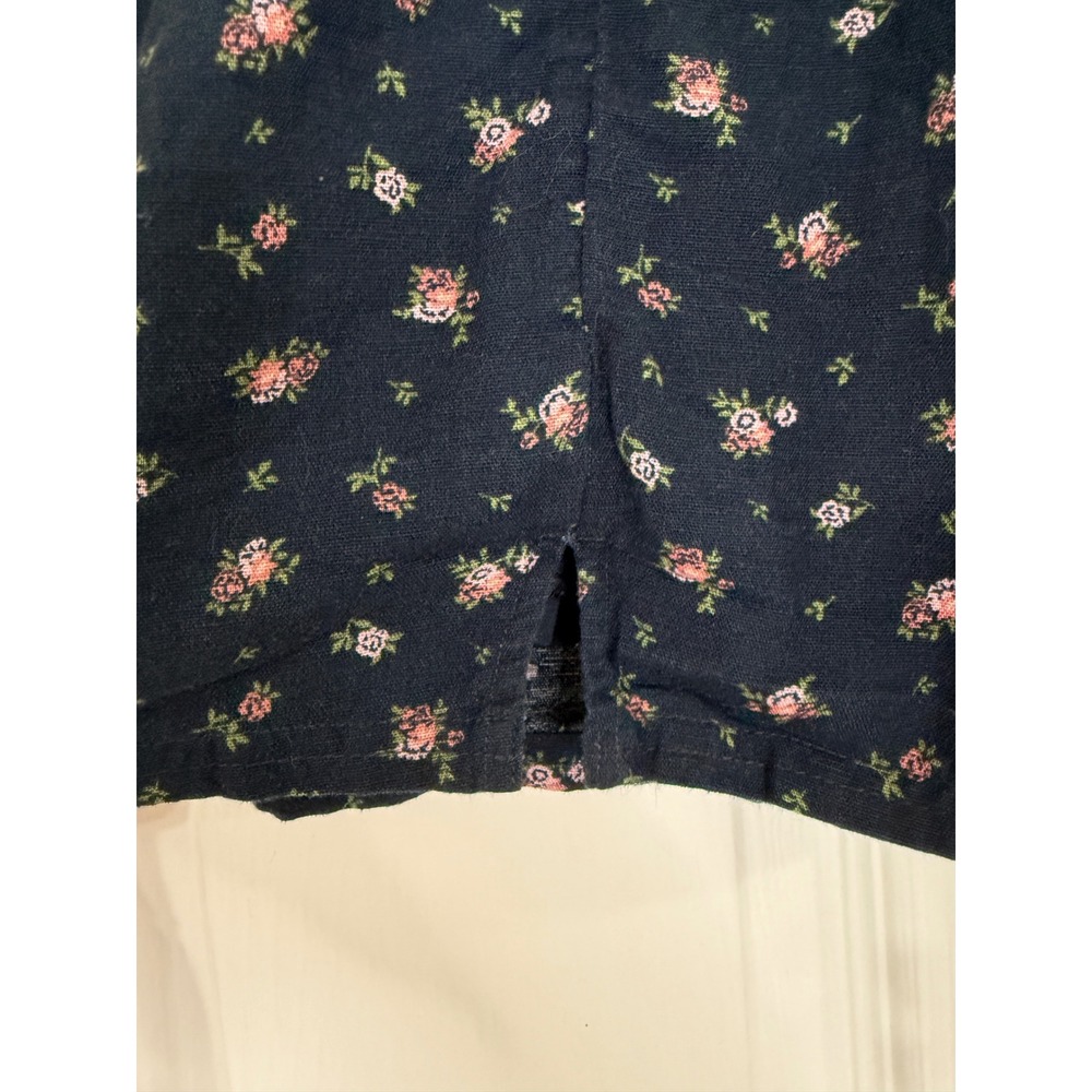 American Eagle Mini Skirt Womens Large Navy Blue Excellent Floral Rose Slit Boho - Picture 4 of 6